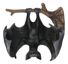 Gothic Winged Vampire Bat By Spider Web Hanging From Branch Wall Hanging Decor-5