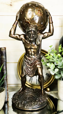 Greek God Primordial Titan Atlas Holding The World Globe Statue 11.75"Tall-1