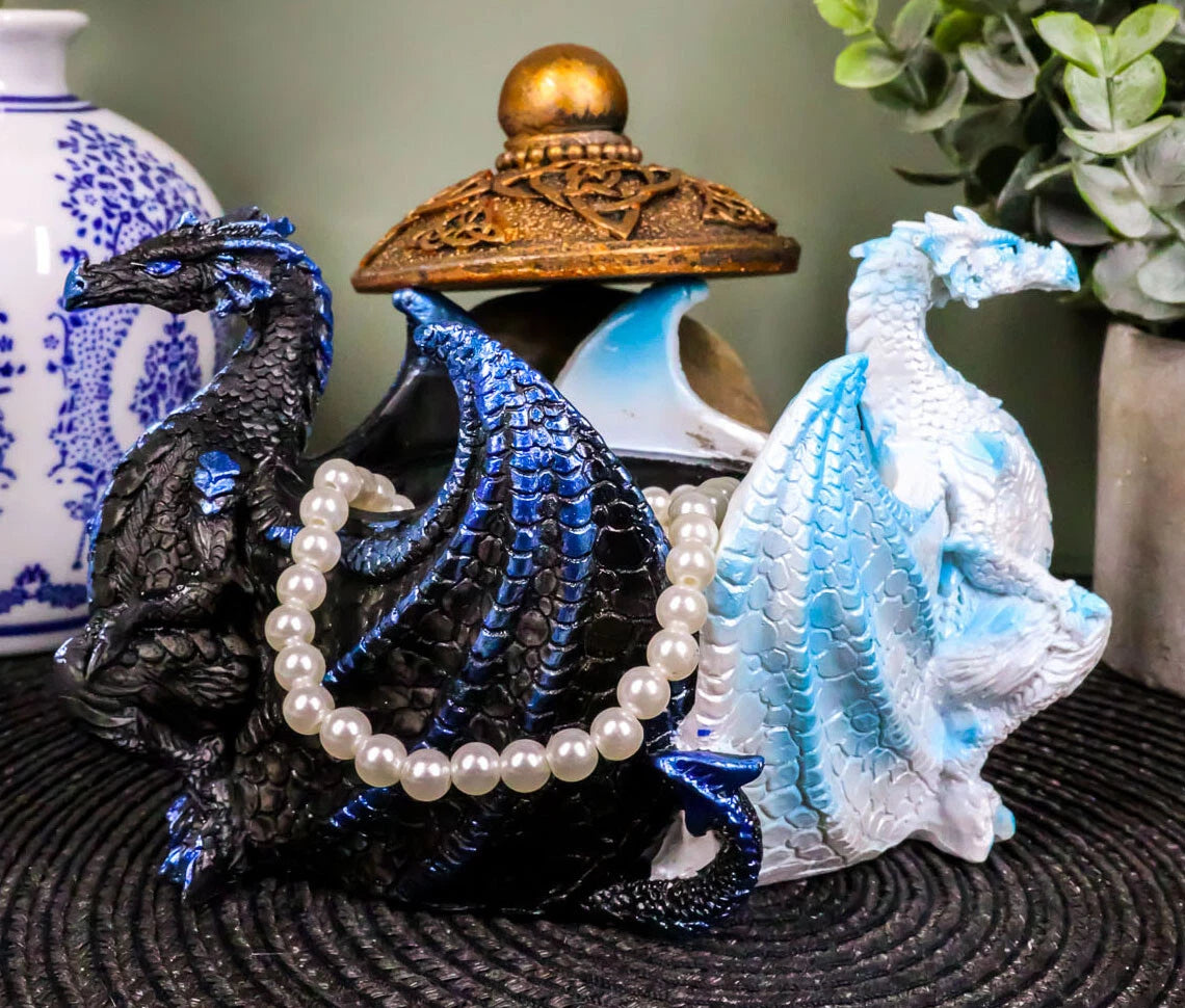 Joyero decorativo con dos dragones contrastantes de noche y día-7