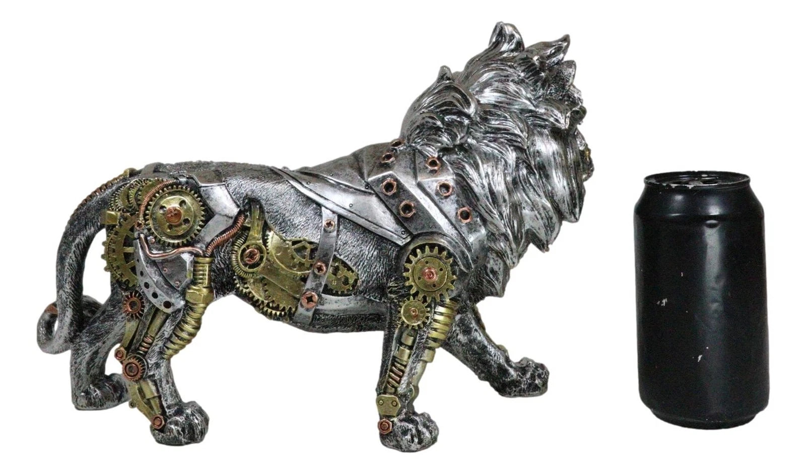 Steampunk Pressure Valve Bionic Geared Cyborg Lion King Prowling Figurine-6