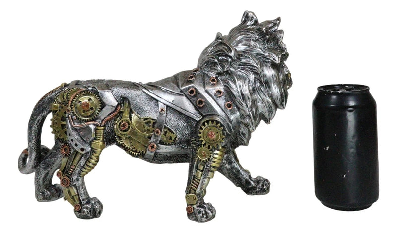 Steampunk Pressure Valve Bionic Geared Cyborg Lion King Prowling Figurine-6