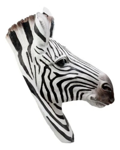 Madagascar Large Zebra Head Wall Decor Plaque 16"Tall Taxidermy Decor Sculpture-7