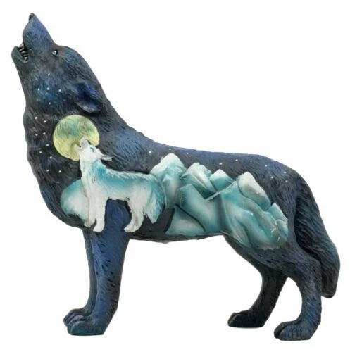 Starry Nights Native Tribal Howling Wolf Totem Spirit Figurine Collection 6.25"L-7