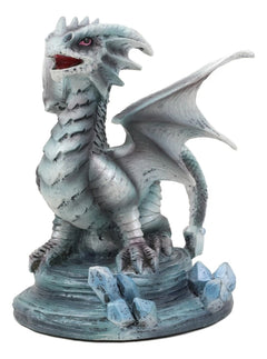 Anne Stokes Fantasy Silverback Baby Wyrmling And Adult Rock Dragon Statues Set-4
