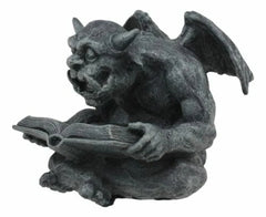 Notre Dame Horned Gargoyle With Spell Book Statue Demonic Bibliography Watchman-6