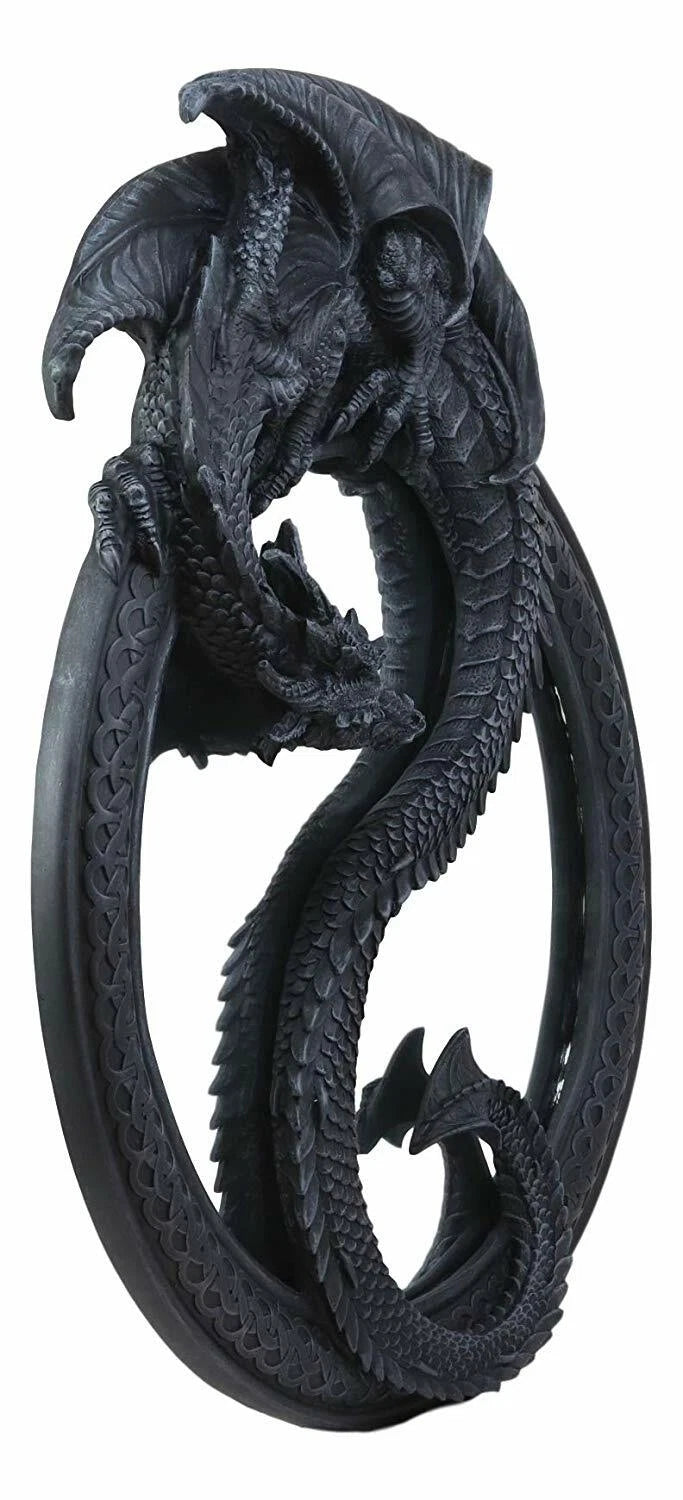 Feng Shui Yin Yang Harmony Celestial Dragon Wall Hanging Mirror Plaque Decor-3