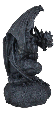 Gargoyle Statue, 12.5" Large Crouching Winged Cathedral Guardian Sculpture, Gothic Home Decor for Garden, Patio, Mantle, or Fantasy Display-6