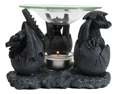 Fantasy Trio Gargoyle Dragons in Eggs Hatchling Candle Oil Burner Figurine-2