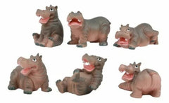 Juego de 6 hipopótamos bebés caprichosos, figuras pequeñas de hipopótamos de río de 3" de alto-3