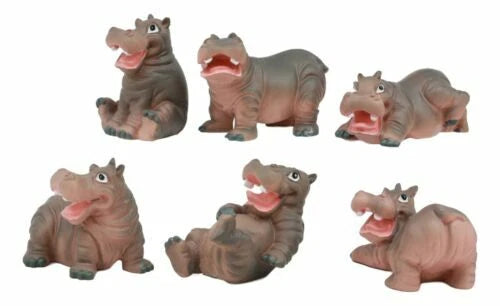 Juego de 6 hipopótamos bebés caprichosos, figuras pequeñas de hipopótamos de río de 3" de alto-3