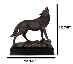 Rustic Forest Woodlands Howling Spirit Alpha Wolf Figurine With Trophy Base-4