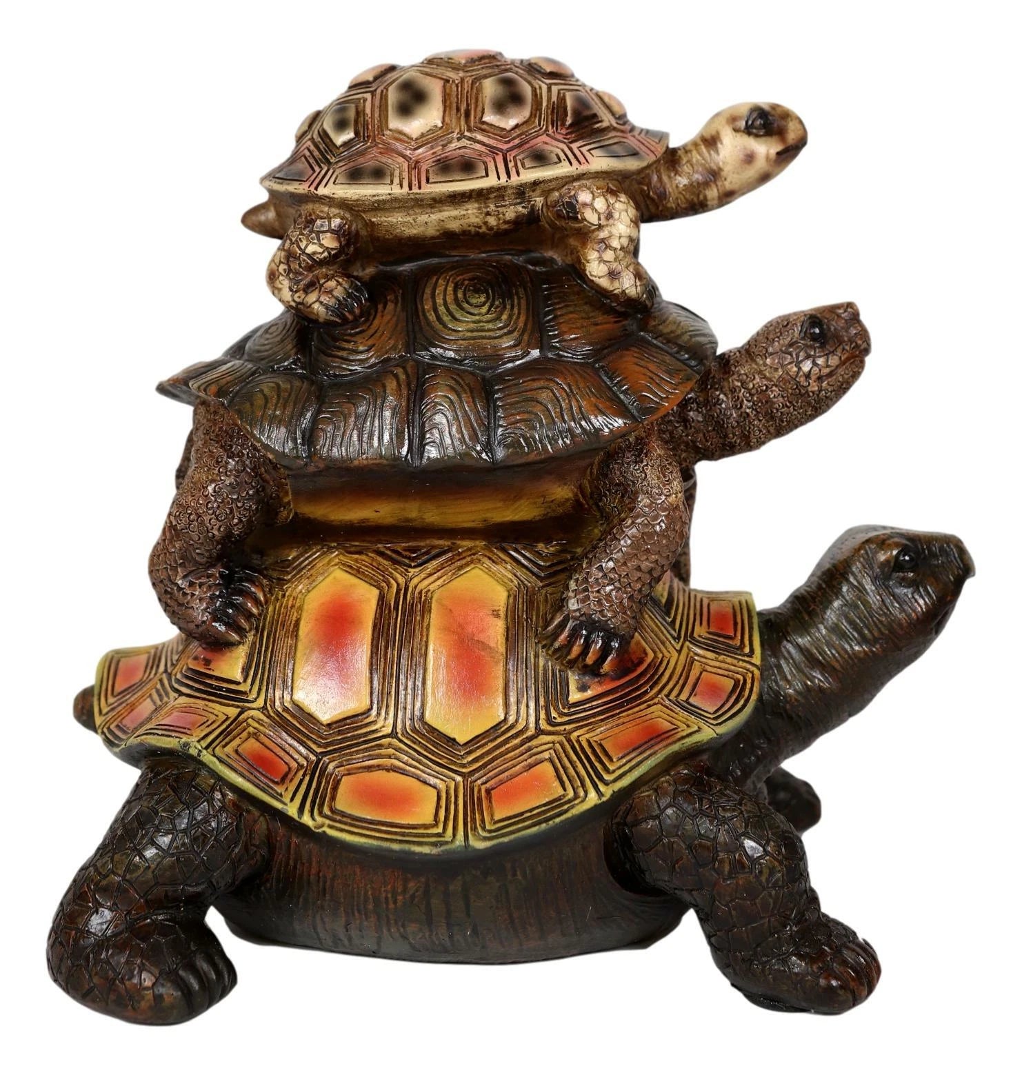 Nautical Marine Reptile 3 Stacked Acrobatic Turtles Tortoises Figurine Feng Shui-3
