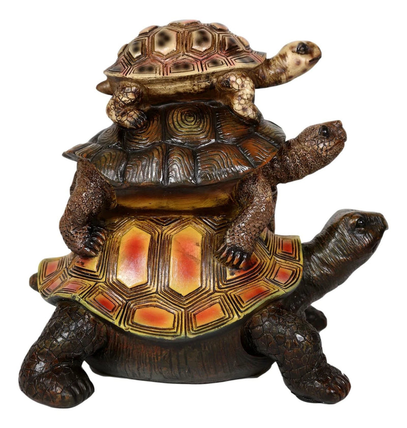 Nautical Marine Reptile 3 Stacked Acrobatic Turtles Tortoises Figurine Feng Shui-3