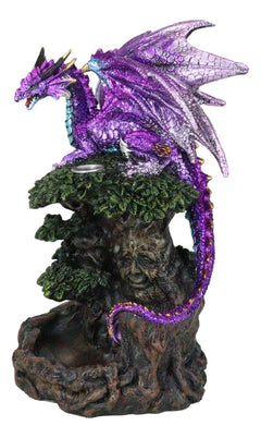 Metallic Purple Dragon On Greenman Tree Canopy Backflow Incense Cone Burner-5