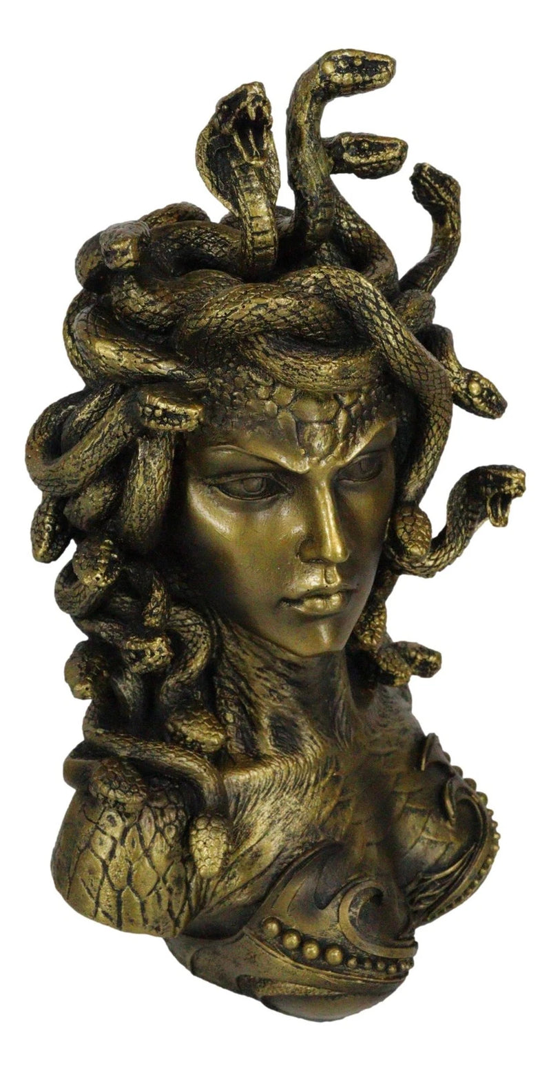Greek Mythology Gorgon Sisters Goddess Medusa With Wild Snakes Hair Bust Statue-2