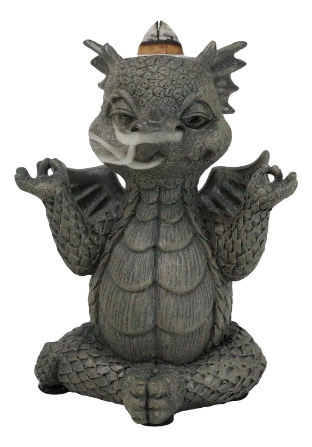 Zen Whimsical Garden Dragon Yoga Sitting In Meditation Backflow Incense Burner