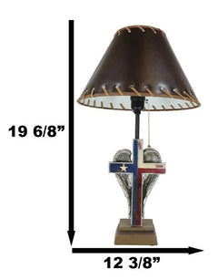 Country Western Texas Lone Star State Flag With Silver Angel Wings Table Lamp-3