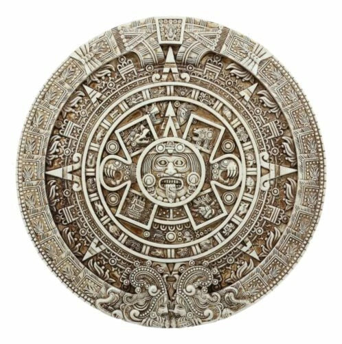 Aztec Maya Solar Sun Xiuhpohualli & Tonalpohualli Wall Calendar Plaque Figurine-3
