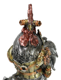 Steampunk Gearwork Robotic Cyborg Rooster Chicken In Battle Armor Figurine-4