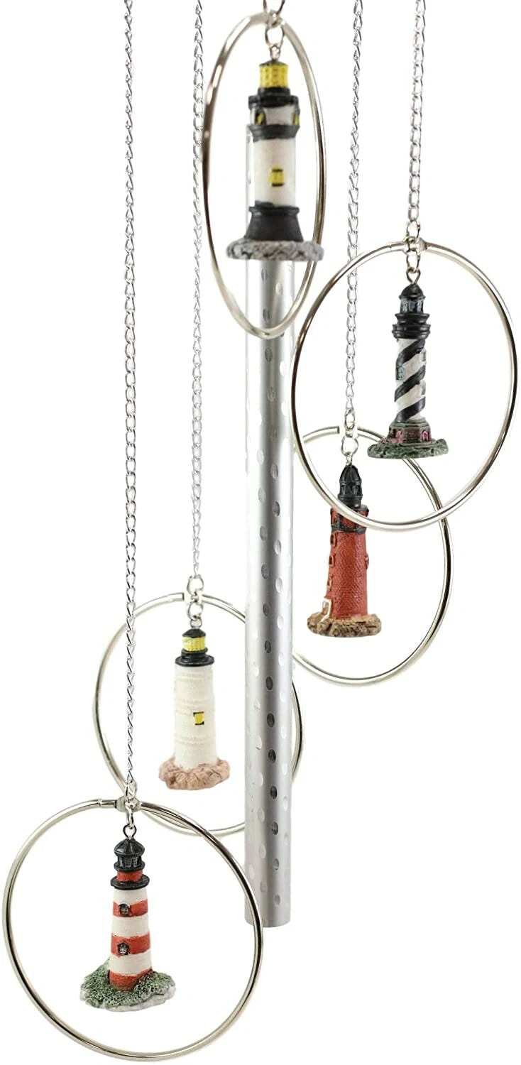 Five Ring World Famous Light Houses Decor Resonant Relaxing Wind Chime Patio-5