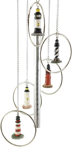 Five Ring World Famous Light Houses Decor Resonant Relaxing Wind Chime Patio-5