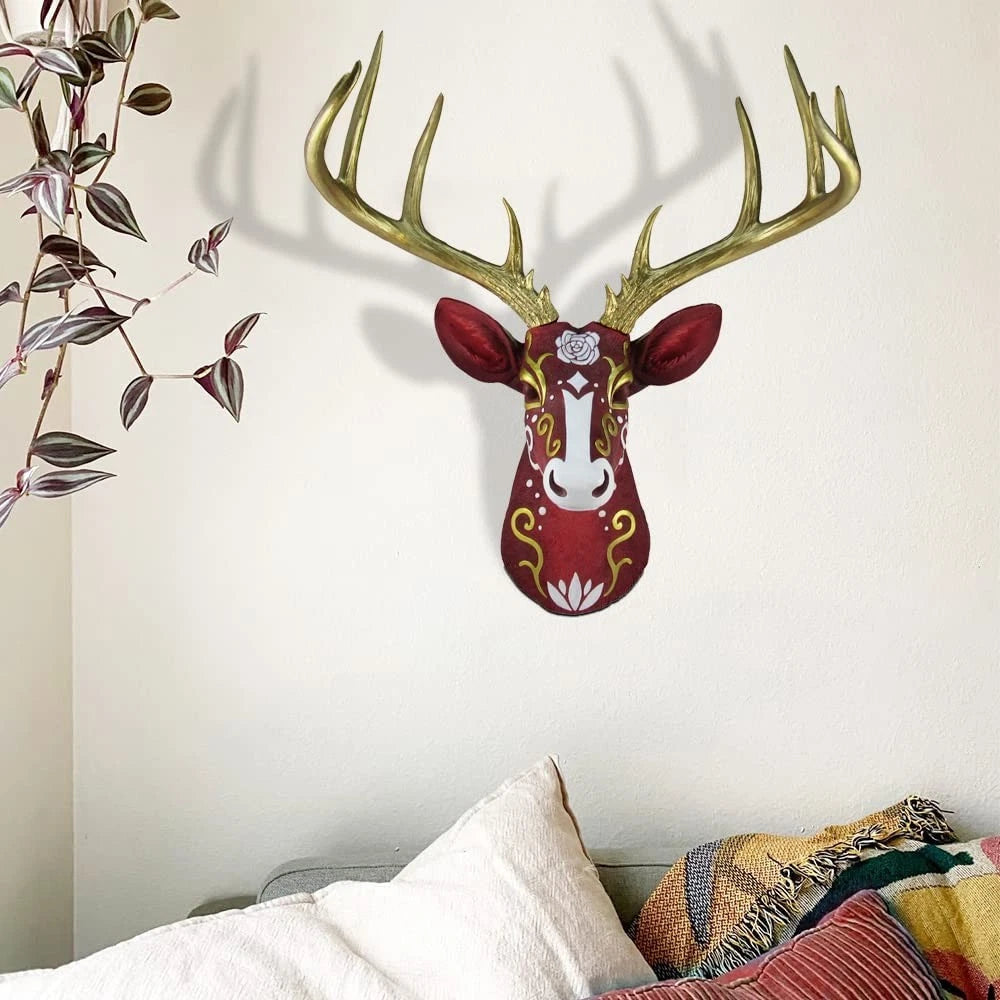 Deer Head Faux Taxidermy Wall Sculpture Rustic Cabin Wall Home Decor 19.5"
