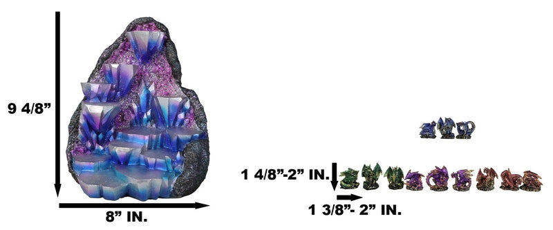 Fantasy 12 Mini Dragons With LED Lighted Glacier Mountain Display Set-3