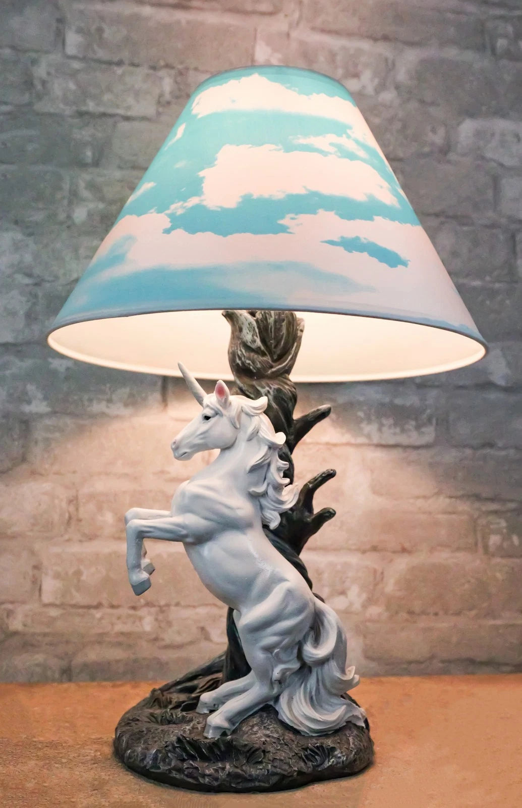 Enchanted Lights White Unicorn Sculptural Desktop Table Lamp With Shade-1