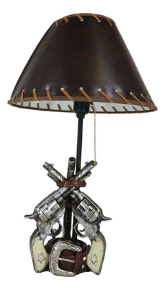Rustic Western Triple Six Shooter Revolver Gun Pistols Cowboy Buckle Table Lamp-6