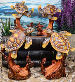 Marine Life Sea Turtles Swimming Under The Sea Reefs Collectible Figurines Set-1