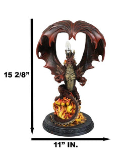 Red Hell Fire Flame Volcano Dragon Table Lamp With Towering Canopy Wings Statue-5