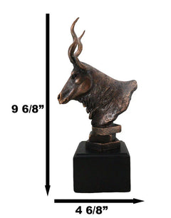 Estatua rústica de antílope kudu africano con acabado galvanizado en bronce y base.-6