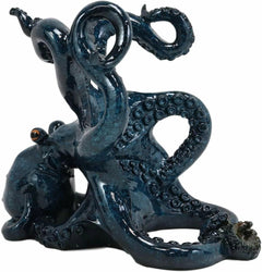 Nautical Deep Sea Blue Octopus Wine Holder 8"L Cephalopod Giant Kraken Figurine-4