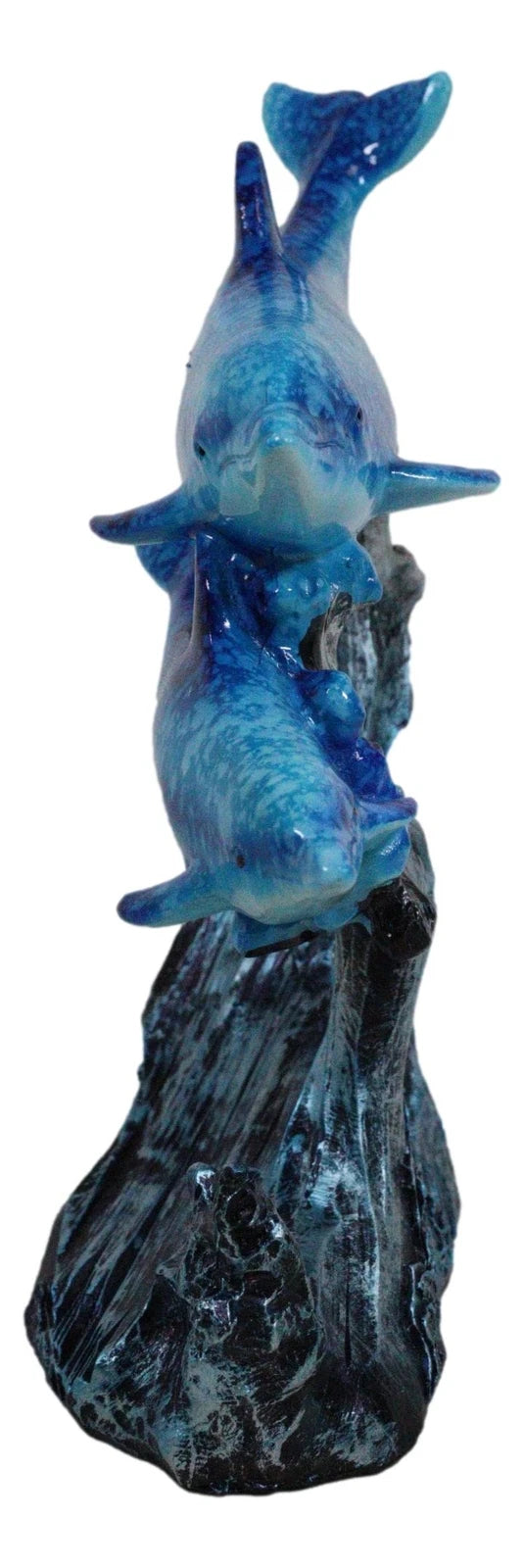 Marine Sea Ocean 2 Blue Dolphins Swimming Around Underwater Coral Reef Figurine-3