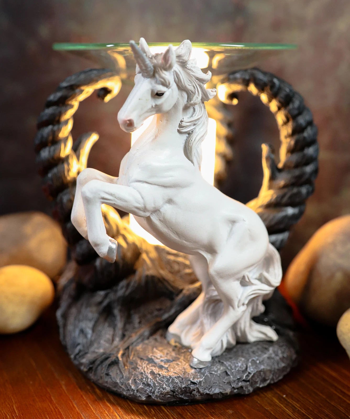 White Unicorn by Twisted Trees Electric Oil Burner Tart Warmer Figurine