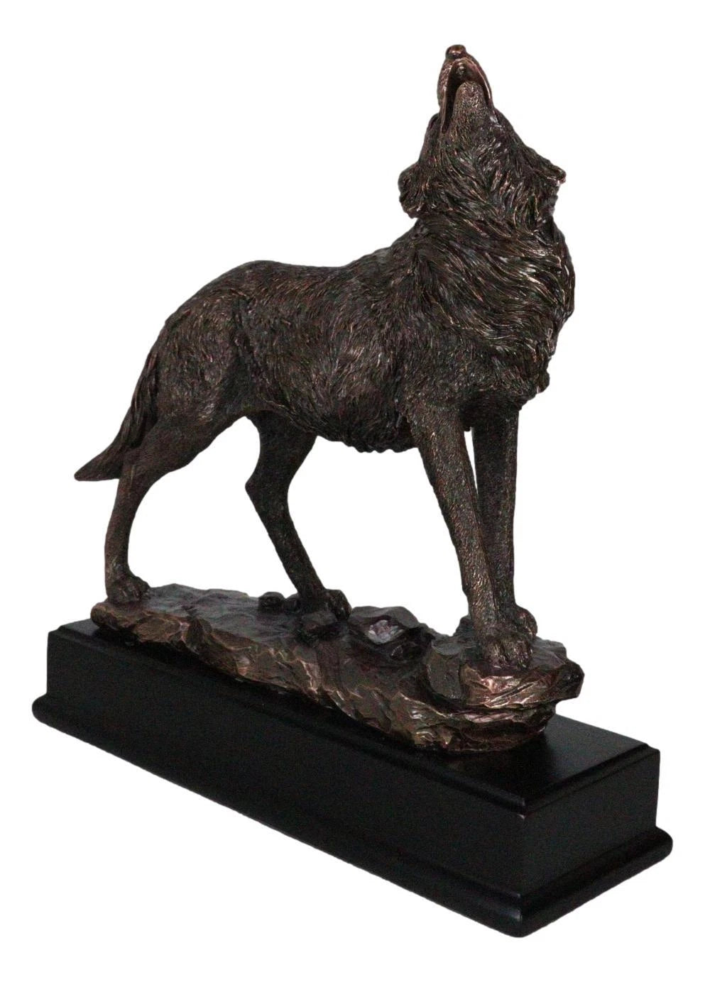Rustic Forest Woodlands Howling Spirit Alpha Wolf Figurine With Trophy Base-5