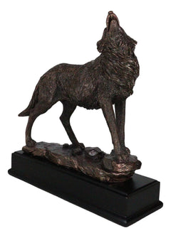Rustic Forest Woodlands Howling Spirit Alpha Wolf Figurine With Trophy Base-5