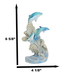 Sea World Three Bottlenose Dolphins Leaping Out Of The Waves Statue 6.25"Tall-3
