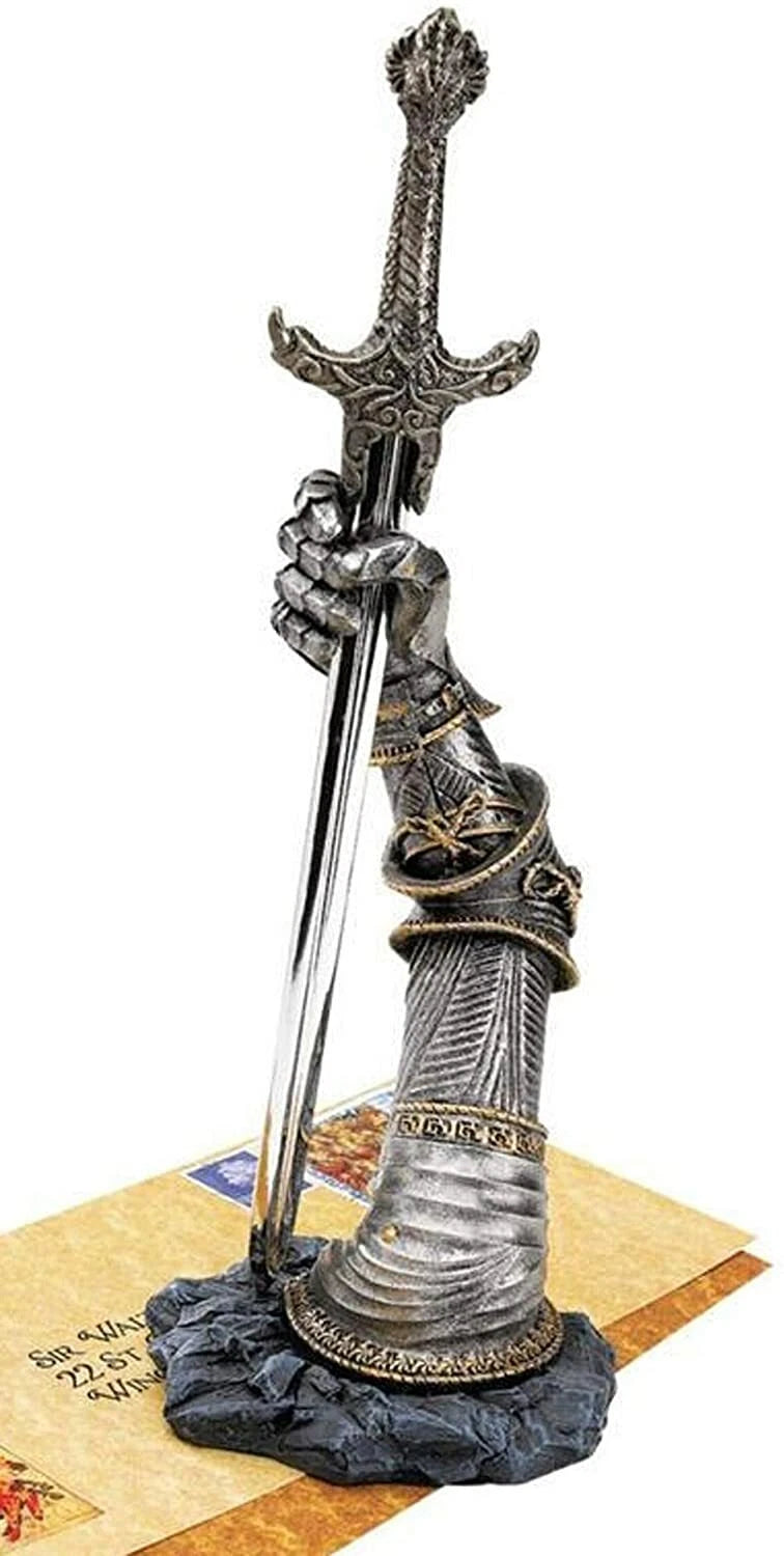 Medieval Knight Suit Of Armor & Excalibur Sword Letter Opener Figurine-4