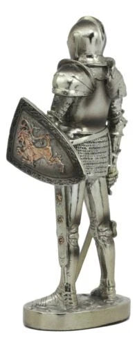 Estatua de armadura medieval de 18 cm de alto, espadachín valiente, caballero corazón de león.-5
