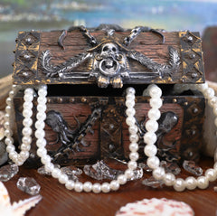 Kraken Octopus Pirate Haunted Chained Skull Treasure Chest Jewelry Box 5"L-5