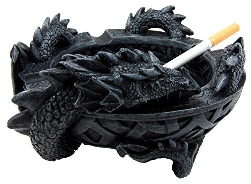 Medieval Fantasy Celtic Gerwolf Sleeping Dragon Round Cigarette Ashtray 5.75" L-4