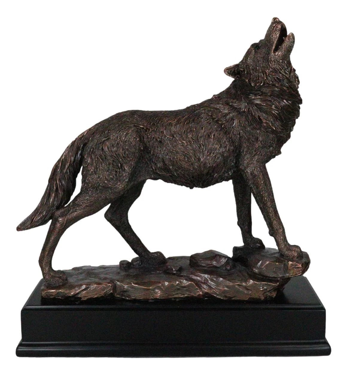 Rustic Forest Woodlands Howling Spirit Alpha Wolf Figurine With Trophy Base