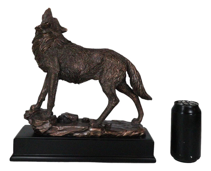 Rustic Forest Woodlands Howling Spirit Alpha Wolf Figurine With Trophy Base-6