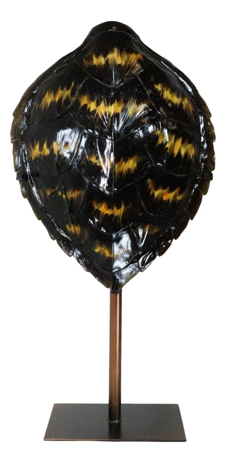 Nautical Marine Black Tone Faux Hawksbill Turtle Shell Sculpture With Pole Stand-6