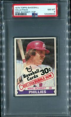 1979 Topps Baseball Unopened Cello Pack PSA 8 Schmidt Top *6830-1
