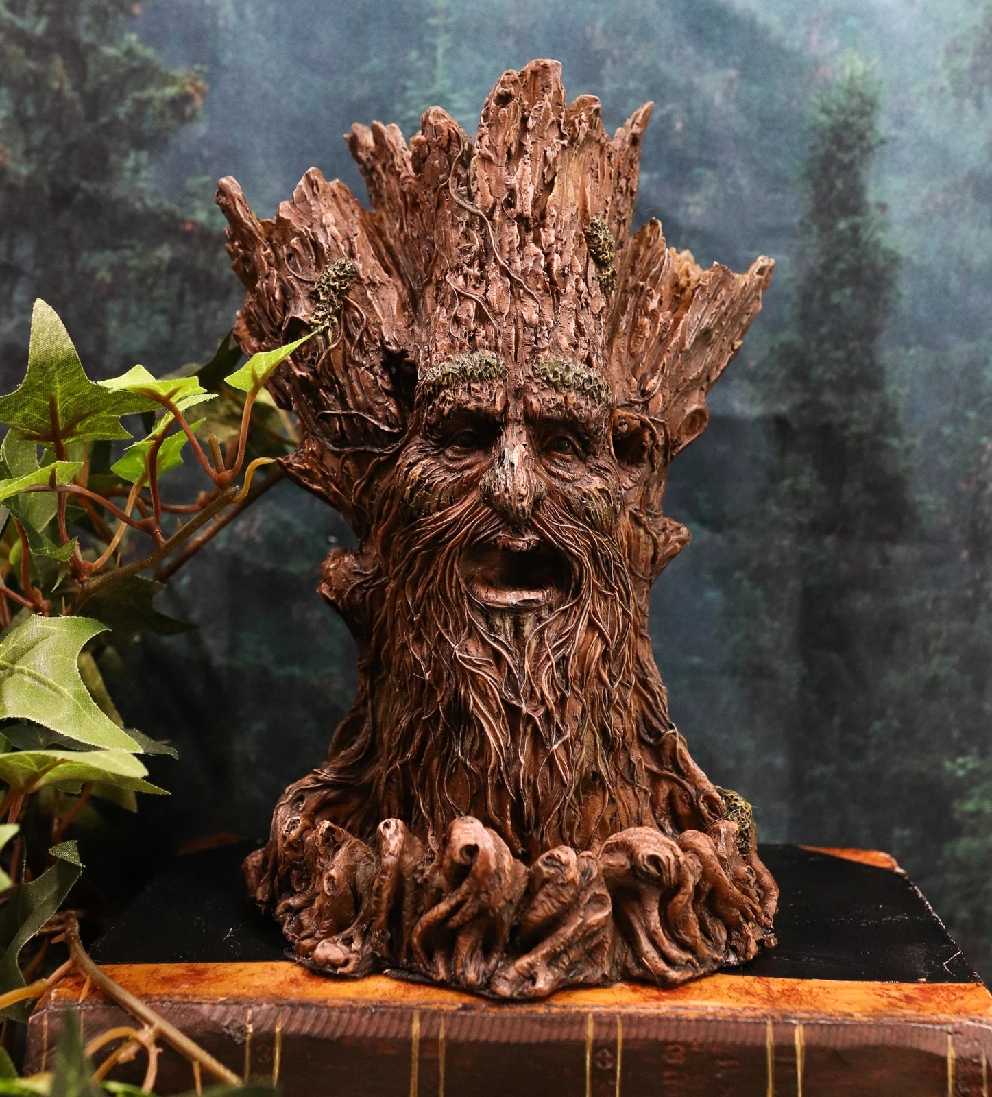 Whispering Forest Celtic Greenman Backflow Incense Cone Burner Figurine