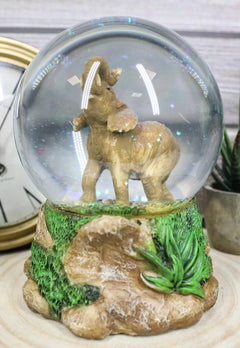 Safari Grasslands Savanna African Bush Elephant Glitter Water Globe Figurine-2
