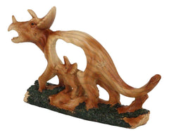 Figura de madera sintética recortada de dinosaurio jurásico Triceratops de tres cuernos, madre y cría-3