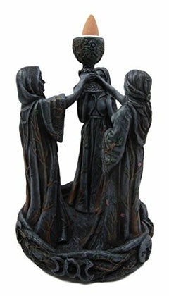 Triple Goddess Maiden Mother & Crone Backflow Cone Incense Burner-4